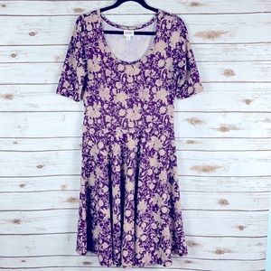 LuLaRoe Nicole Purple Rose Print Dress!